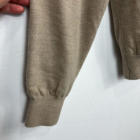 Fairway & Greene Beige Italian Merino Wool 1/4 Zip Sweater Size S - Picture 4 of 10